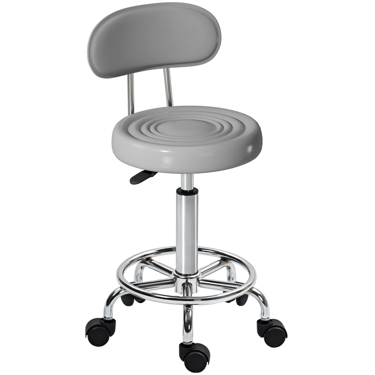 HOMCOM Salon Stool Polyester Stahl 40L x 32B x 70-86H cm Grau