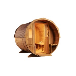 FinnTherm Fasssauna Sam Premium Bausatz: Holzfass-Sauna mit Tür und Fenster