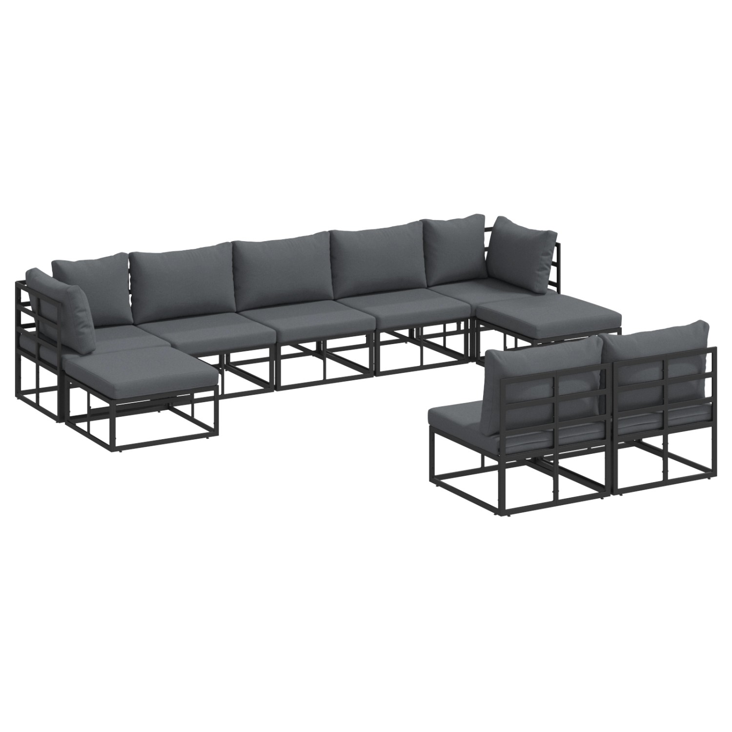 vidaXL Garten-Sofa-Set mit Kissen 9-Tlg Schwarz Aluminium 3378908 günstig online kaufen