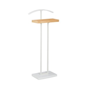 Relaxdays Stummer Diener aus Holz/Metall, weiß, mit Ablage. Garderobenständer für Schlafzimmer und Ankleide.