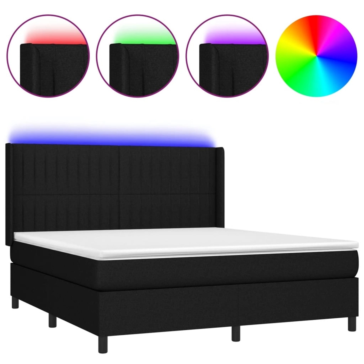 vidaXL Boxspringbett mit Matratze & LED Schwarz 160x200 cm Stoff 3138487 günstig online kaufen