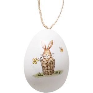 Deko Osterei Anhänger mit Hasenmotiv, Teil eines 4er Sets von Boltze.