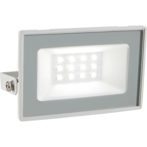 Weißer LED Strahler 10W für Innen und Außen. Kompaktes, modernes Design.