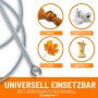 EBERTH Rohrreinigungsspirale 8m, mit Beispielen für Verstopfungen wie Haare, Laub, Toilettenpapier und Essensreste.