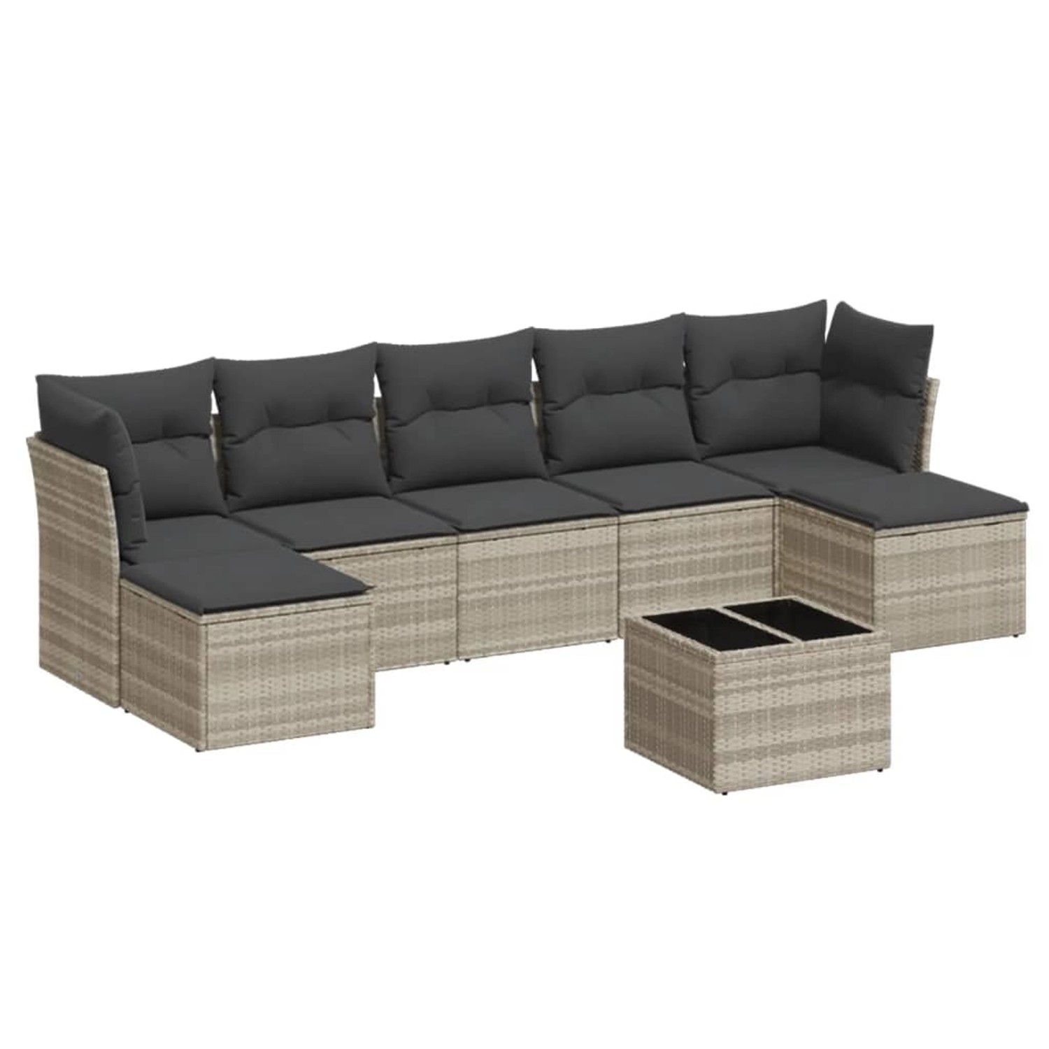 vidaXL 8-Tlg Garten-Sofagarnitur mit Kissen Hellgrau Poly Rattan 3218042 günstig online kaufen