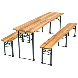 Tectake Bierzeltgarnitur Ralf 3 Teilig  Klappbar Tisch 220 x 50 5 x 77 5 cm  Bank 220 x 25 x 47 5 cm  220 x 50 50 x 77 50 cm Braun
