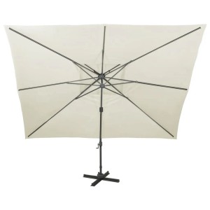 vidaXL Ampelschirm Sand, 400x300 cm, mit Doppeldach für Schatten und UV-Schutz im Garten.