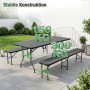 Sekey Bierzeltgarnitur 180cm, klappbar, Rattanoptik schwarz, mit Tisch und 2 Bänken für Garten und Party.