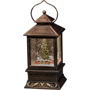 Konstsmide LED Schneelaterne Weihnachtsmarkt mit warmweißem Licht, nostalgische Weihnachtsdeko.