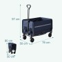 Blauer Relaxdays Bollerwagen aus Stahl, faltbar mit Heckklappe, Maße: 97x50x76 cm.