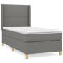 vidaXL Boxspringbett, dunkelgrau, 90x190 cm mit Matratze und Kopfteil.