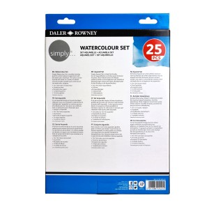Daler-Rowney Aquarell-Set, 25-teilig, sortierte Farben. Künstlerbedarf für Aquarellmalerei.
