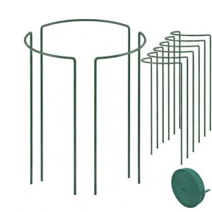Grünes Metall-Strauchstützen-Set (6 Stk.) mit Klettband für Stauden, Sträucher & Rosen, 100x40cm.