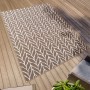 Brauner Primaflor In- & Outdoorteppich mit Fischgrätmuster, 160x220 cm. Kurzflorteppich für Balkon und Terrasse.