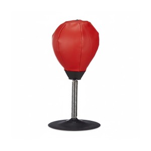 Roter Tisch-Punchingball aus Kunstleder mit Stahlfeder und Saugnapf-Standfuß für Stressabbau und Training.
