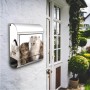 Edelstahl Briefkasten mit Katzen Motiv und Zeitungsfach. Rostfreier Wandbriefkasten.
