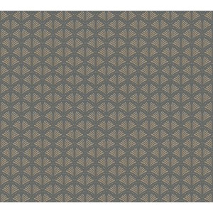 Vliestapete Trendwall 2 mit Art Deco Muster in Grau, Gold und Schwarz.