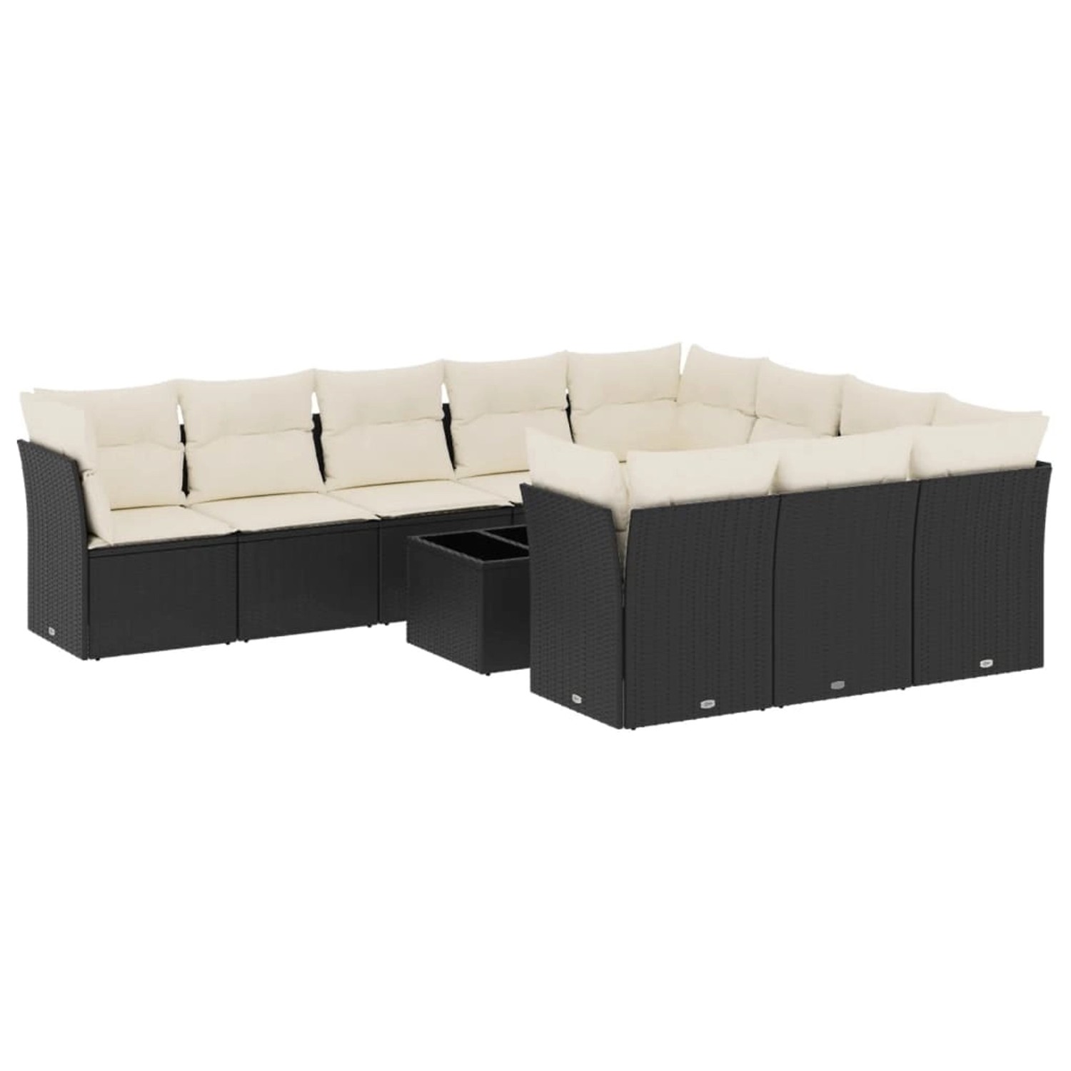 vidaXL 11-Tlg Garten-Sofagarnitur mit Kissen Schwarz Poly Rattan 3218226 günstig online kaufen
