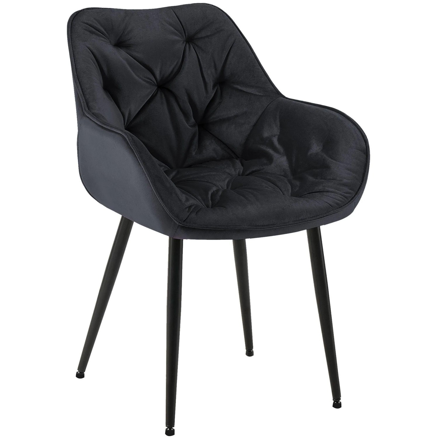 DELUKE Esszimmerstuhl VIVI Schwarz Samt Metall 83x58x62cm Strapazierfähig Küchenstuhl Wohnzimmerstuhl