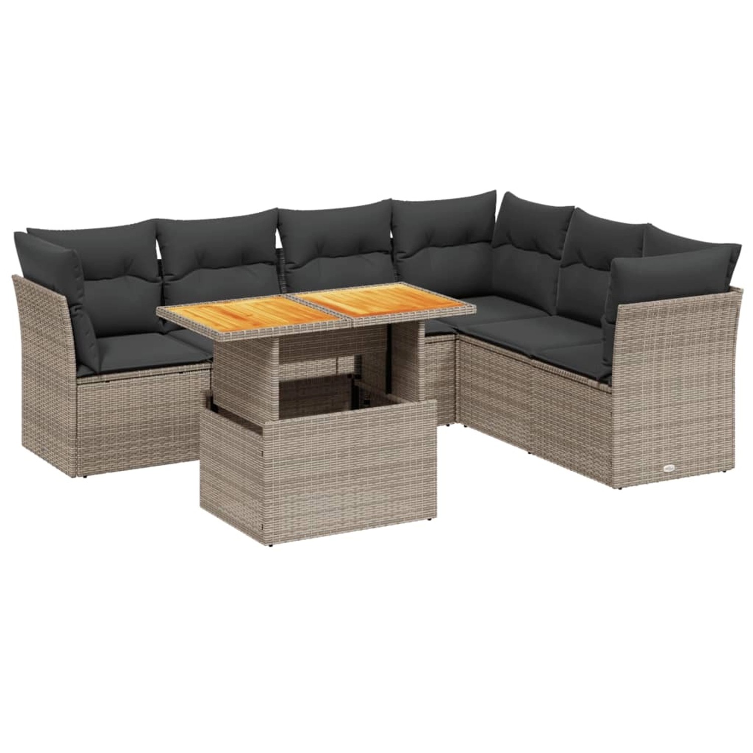 vidaXL 7-Tlg Garten-Sofagarnitur mit Kissen Grau Poly Rattan 3270850 günstig online kaufen