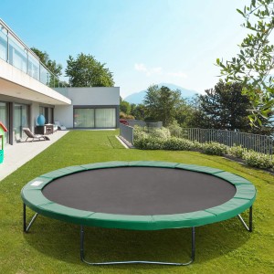 HOMCOM Trampolin mit grüner Randabdeckung Ø366 cm im Garten.