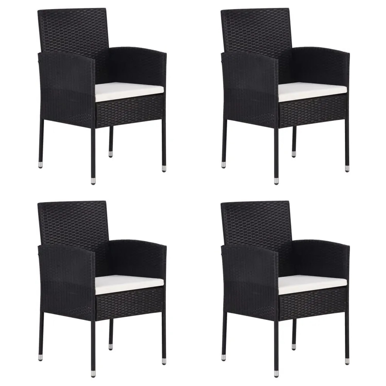 Furnicato Gartenstühle Mit Kissen In Cremeweiß 4 Stk Schwarz Polyrattan