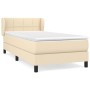 Cremefarbenes Boxspringbett 100x200 cm mit Matratze und Kopfteil