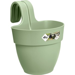 Elho Blumenkasten Vibia Campana S, pistaziengrün, Ø 20 cm, Hängetopf für Balkongeländer.