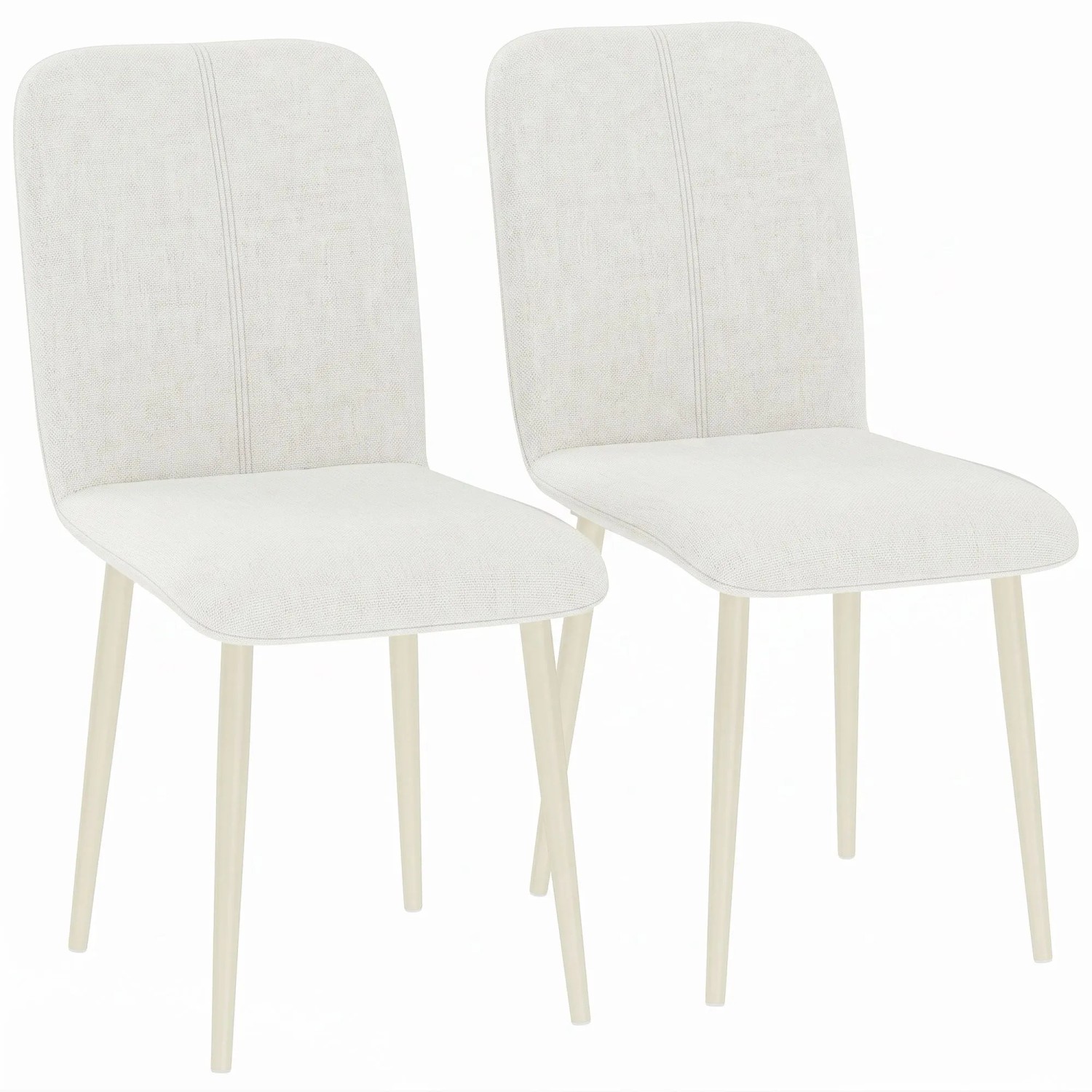 HOMCOM Esszimmerstühle Stoff in Leinenoptik 42 × 57 × 85 cm Weiß