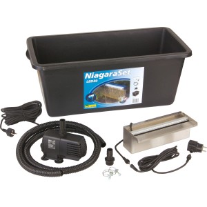 Ubbink Niagara Wasserfall-Set mit LED, Pumpe und Becken. Komplettes Teichdeko-Set für den Garten.