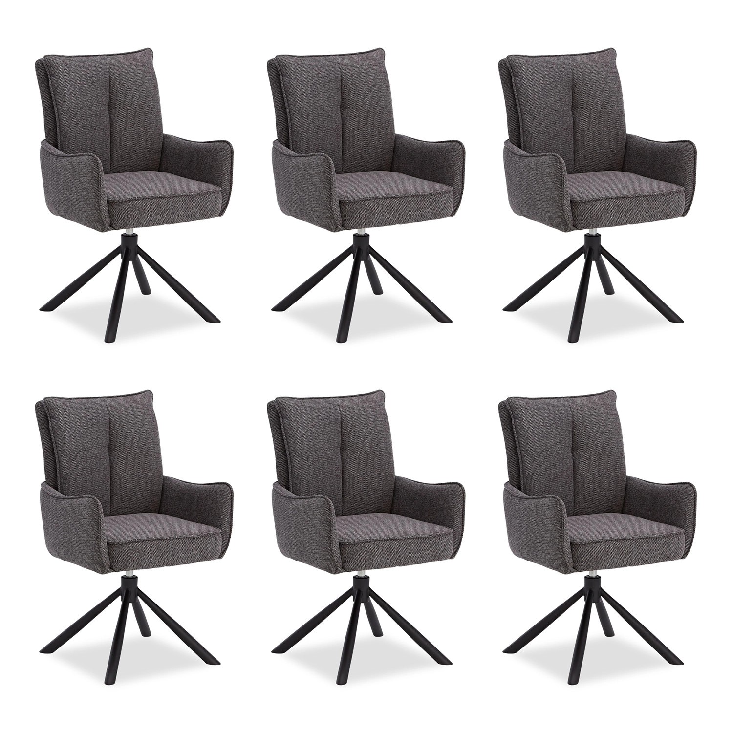 Homestyle4u Polsterstuhl Stoff Anthrazit Drehbar 6er Set 3068 günstig online kaufen