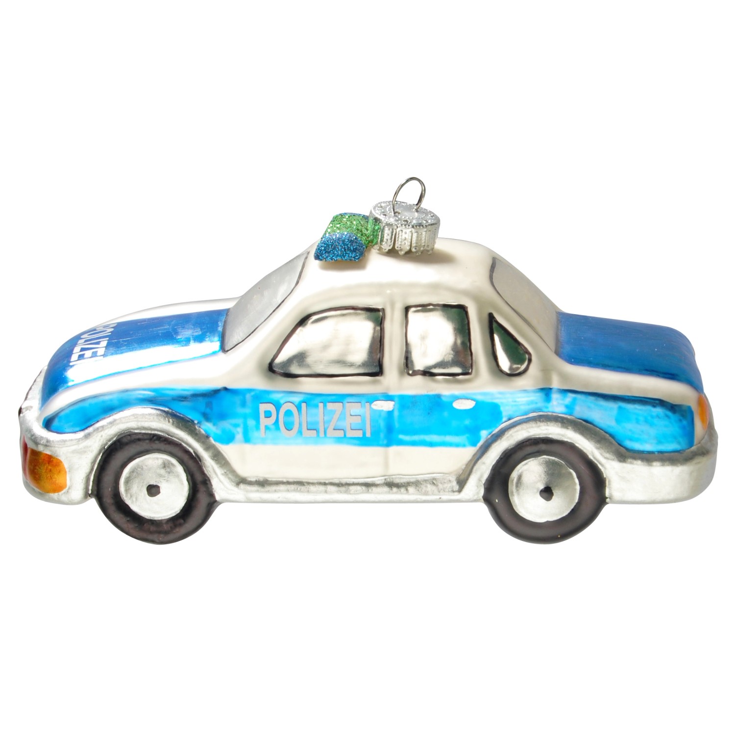 Krebs Glas Lauscha Weihnachtsornament Polizeiwagen 1-tlg. 7cm