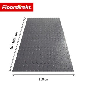 Dunkelgrauer Floordirekt PVC-Bodenbelag Coin Mirror mit Noppen, 110x350 cm, rutschfest.