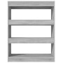 VidaXL Bücherregal/Raumteiler in Grau Sonoma, Holzwerkstoff, mit drei Fächern.