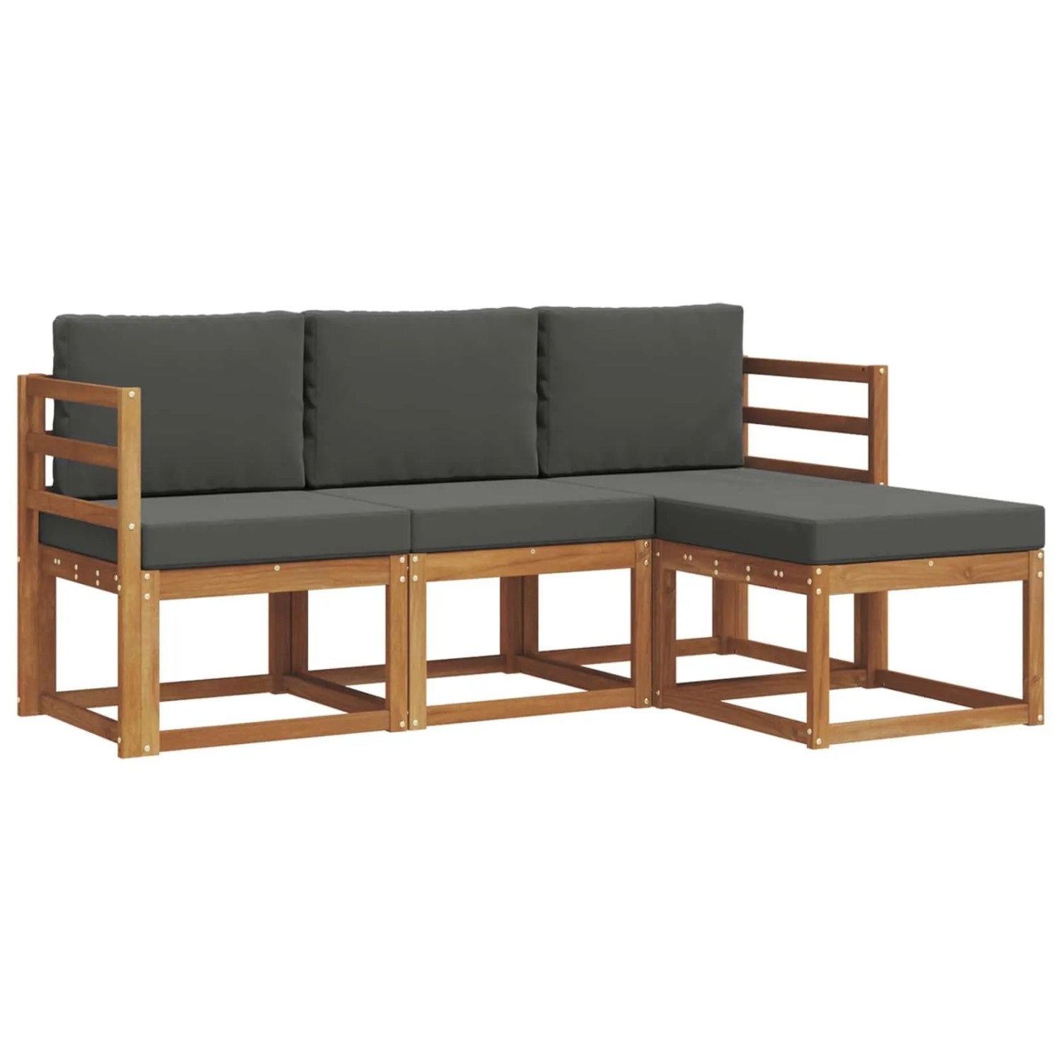 vidaXL Outdoor-Sofagarnitur mit Kissen 4-Tlg Natur und Anthrazit 3366205