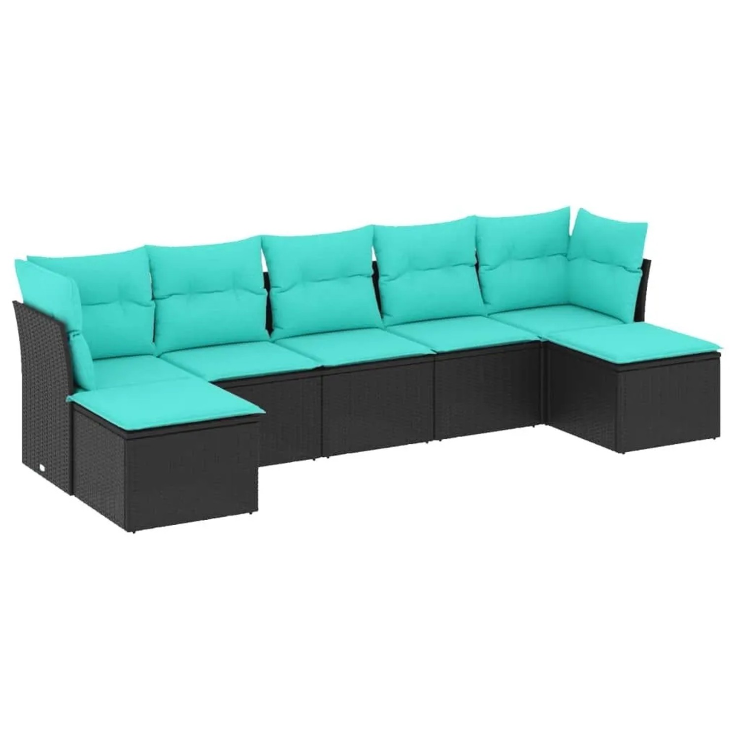 vidaXL 7-Tlg Gartensofa-Set mit Kissen Schwarz Polyrattan 3218027 günstig online kaufen