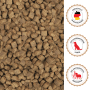 Supravit Trockenfutter für Hunde mit Lamm & Reis. Kleine, braune Pellets, hergestellt in Deutschland, für ausgewachsene Hunde.