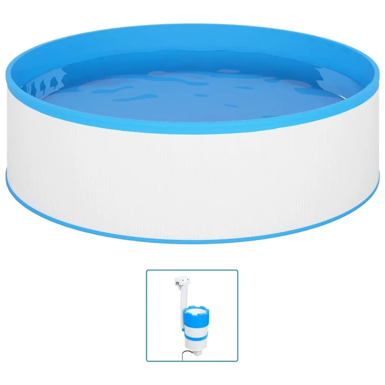 vidaXL Planschbecken mit Einhängeskimmer und Pumpe 350x90 cm Weiß 3070798_3
