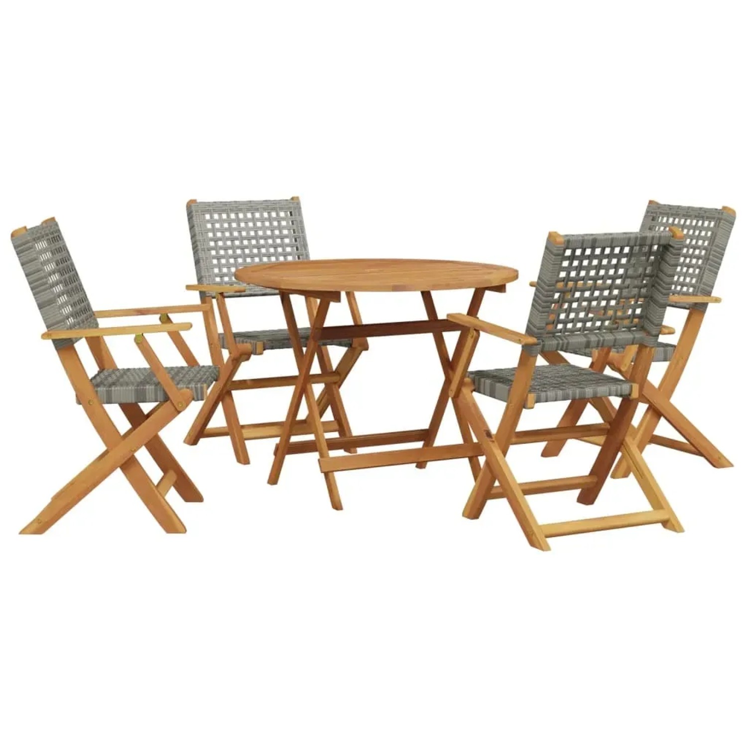Thumbnail - vidaXL 5-Tlg Garten-Essgruppe Grau Poly Rattan und Massivholz 3281815