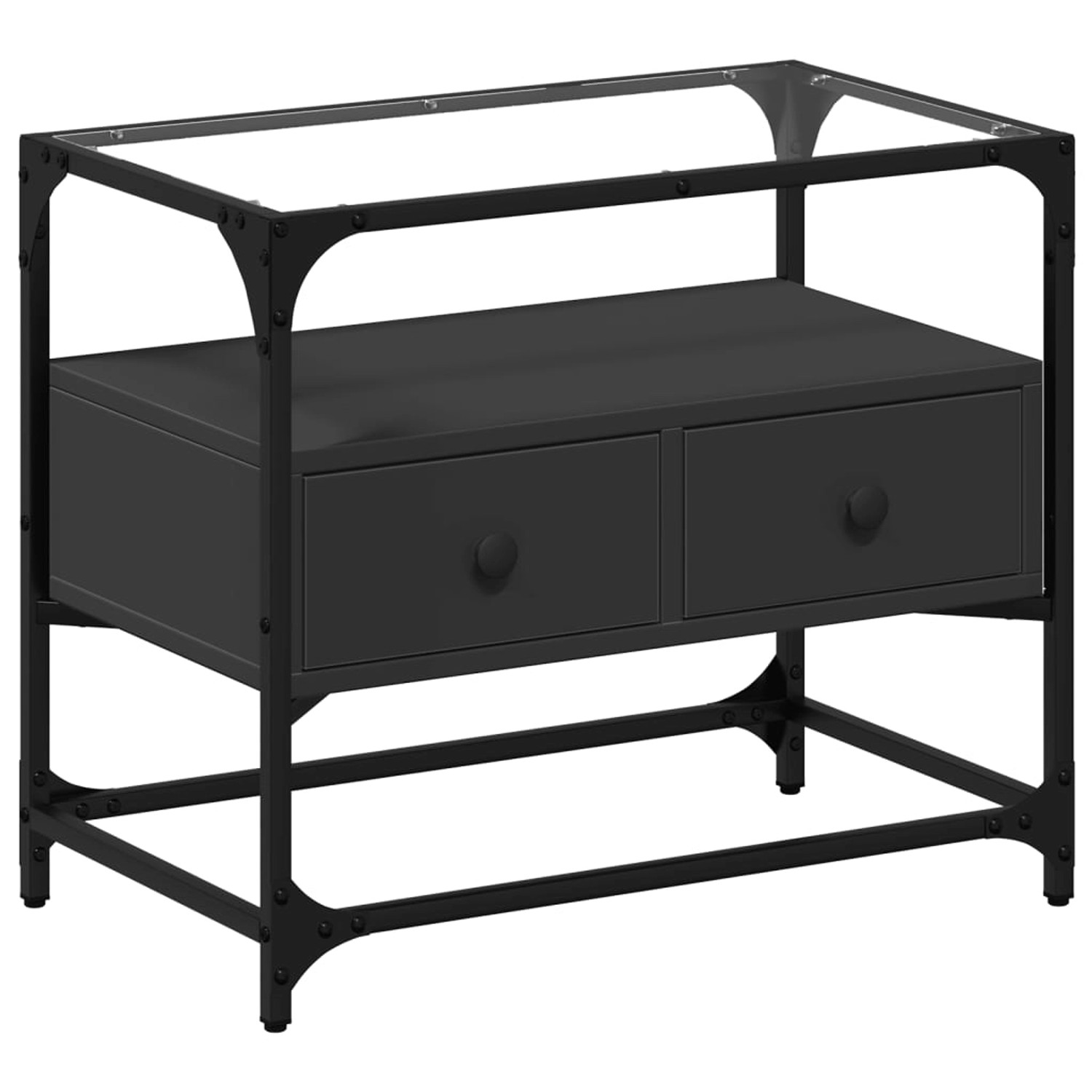 VidaXL TV-Schrank mit Glasplatte Schwarz 60x35x51 cm Holzwerkstoff günstig online kaufen