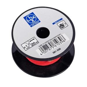 LUX Maurerschnur Classic, 20 m, rot, auf schwarzer Spule. Ideal zum Abstecken und für Mauerarbeiten.