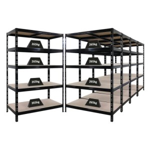 PROREGAL Mega Deal 5X Schwerlastregal Tiger HxBxT 180x120x60cm Fachlast 265kg Schwarz