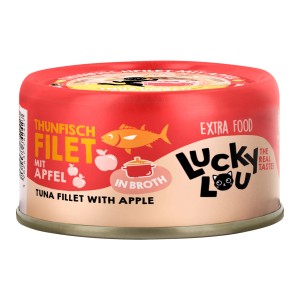 Lucky Lou Katzen-Nassfutter Thunfisch Apfel in Broth, 70g Dose.
