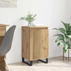 vidaXL Sideboard Artisan-Eiche, 40x35x70cm, Holzwerkstoff mit Tür und schwarzen Füßen.