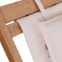 Detailaufnahme: Juskys Akazienholz Strandliege Tavira, creme, mit Kopfpolster.
