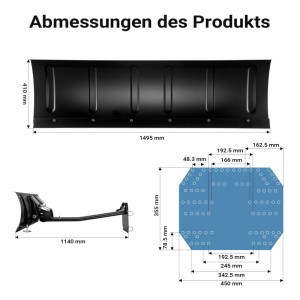 Wiltec Universal Quad Schneeschild 150X40Cm Schneepflug Traktor Räumschild
