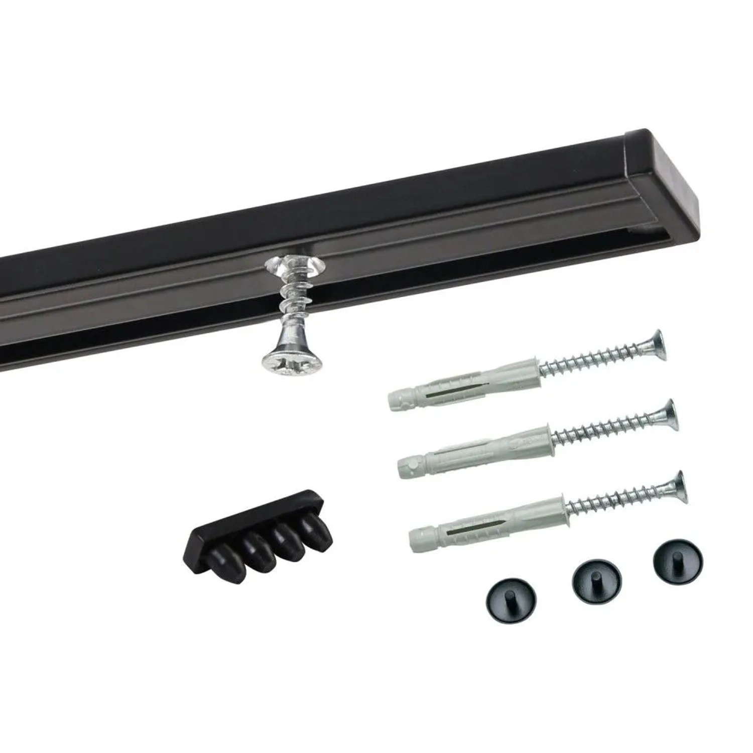 Deco-Raum Gardinenschiene nach Maß 1-Lauf Deckenmontage Minimal Schwarz 90cm