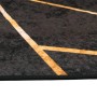 Schwarzer, waschbarer Teppich (190x300 cm) mit goldenem Muster, rutschfest.