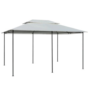 Weißer vidaXL Gartenpavillon 4x3 m mit Stahlrahmen und Stoffdach. Ideal als Sonnenschutz.