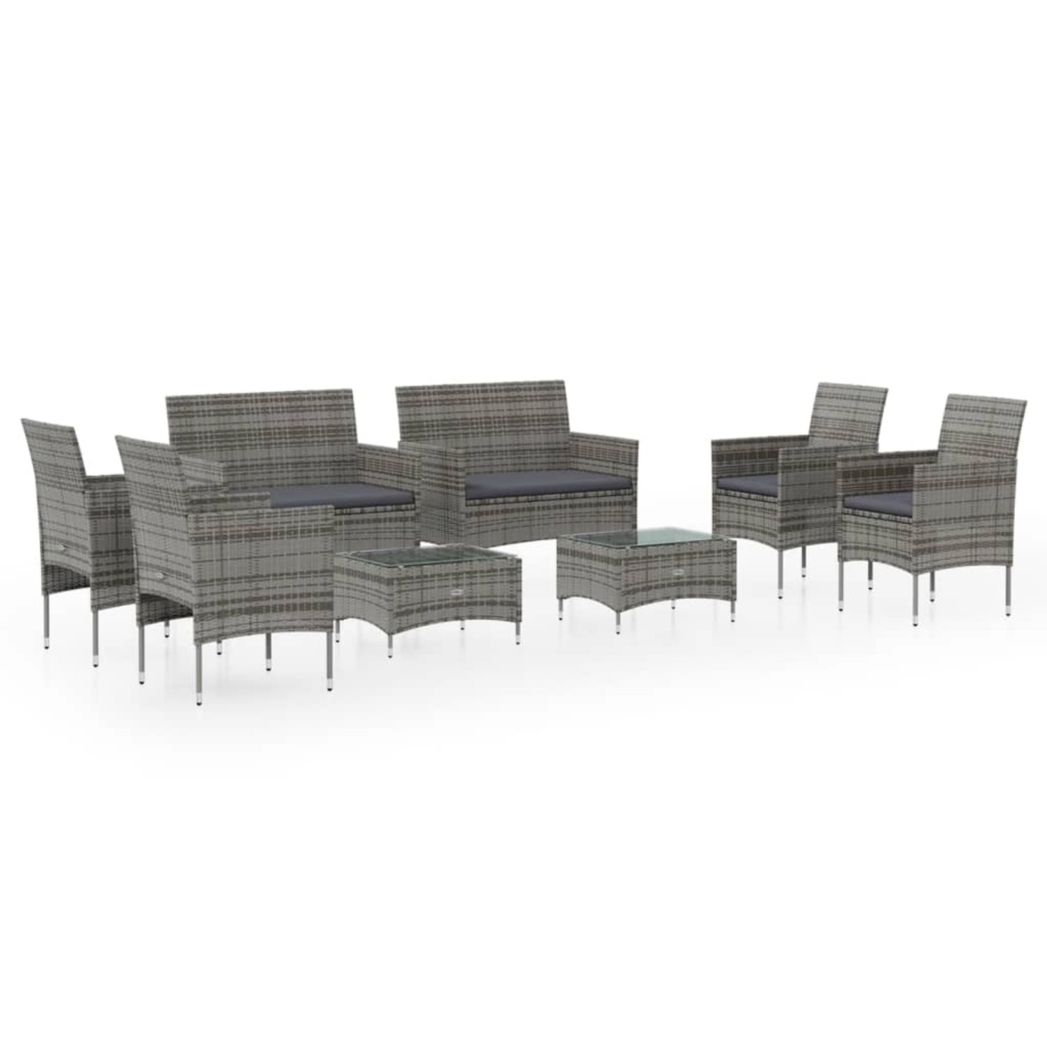 8-tlg. Garten-lounge-set Mit Auflagen Poly Rattan Grau günstig online kaufen